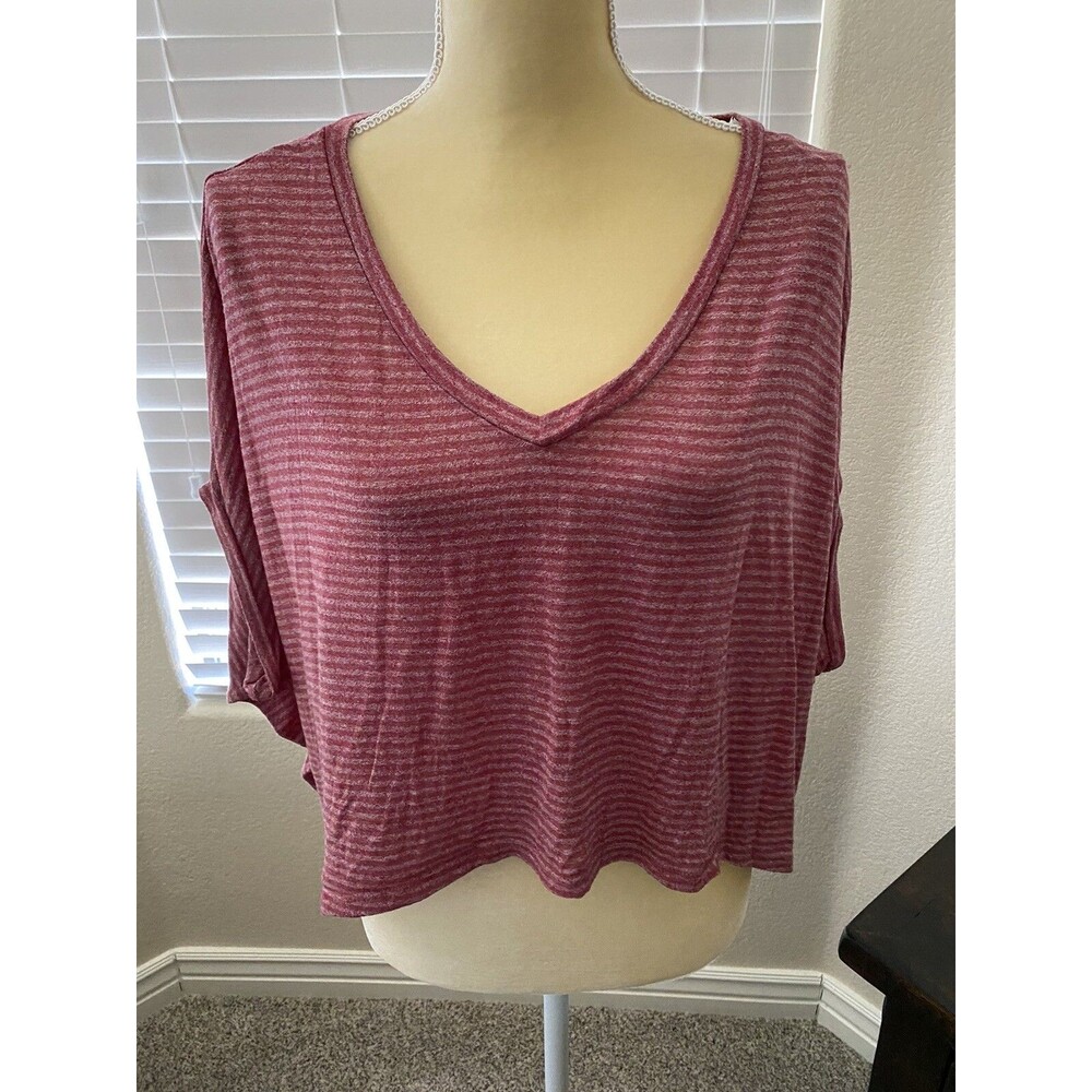 Robin K oversized pink striped high low t shirt SZ XS